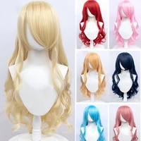Wavy Hair Synthetic Cosplay Anime Wig With Bangs Toupee Good Quality Natural For Women Green Gold Rose Red Lolita Wig