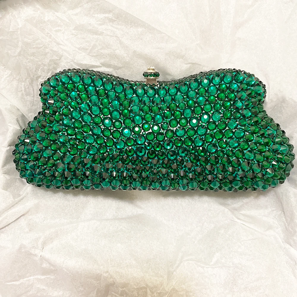 New Green Rhinestone Women Evening Bag Luxury Lady Party Dinner Crystal Clutch WHTUOHENG Cocktail Handbags Gala Dazzling Bags