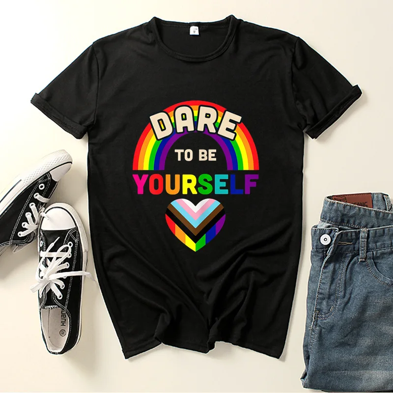 Dare To Be Yourself Print Women T Shirt Short Sleeve O Neck Loose Women Tshirt Ladies Tee Shirt Tops Clothes Camisetas Mujer
