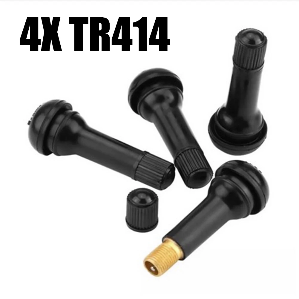 

4Pcs/Lot TR414 Car Wheel Tyre Tubeless Tire Tyre Valve Black Rubber Snap-in Stems Dust Caps Wheels Tires Accessories