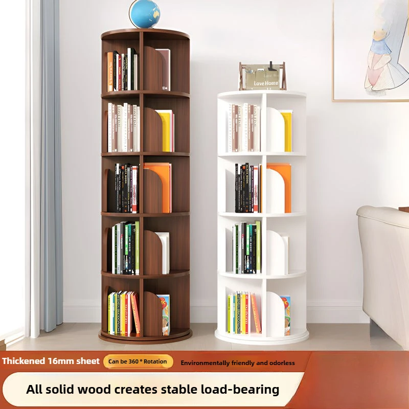 Вращающаяся на 360 градусов книжная полка из массива дерева многослойная