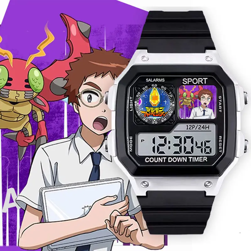Фото Digimon Adventure Greymon Angewomon Angemon милые наручные часы с героями мультфильмов пара ценные электронные часы подарок на день рождения для друзей №3