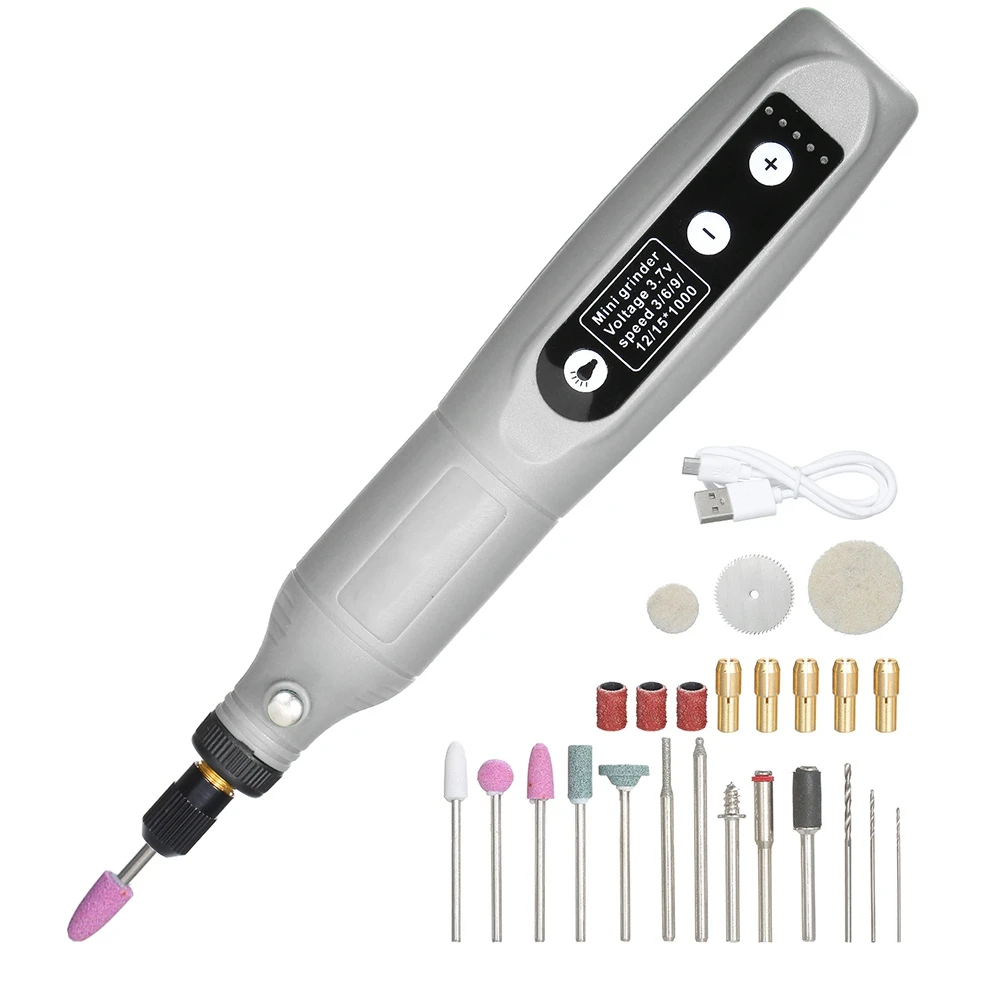 

5-Speed Mini Electric Grinder Tool Set USB Charging Grinding Machine for Carving Wood Punching Metal Polishing B
