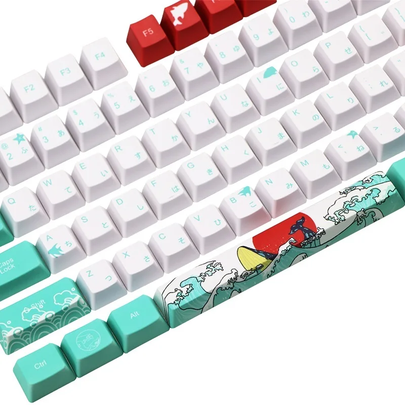 

Eycap For Cherry MX Annie Mechanical Keyboard 108 Key Japan Japanese root font Keycaps Dye Sublimation PBT OEM Coral Sea k