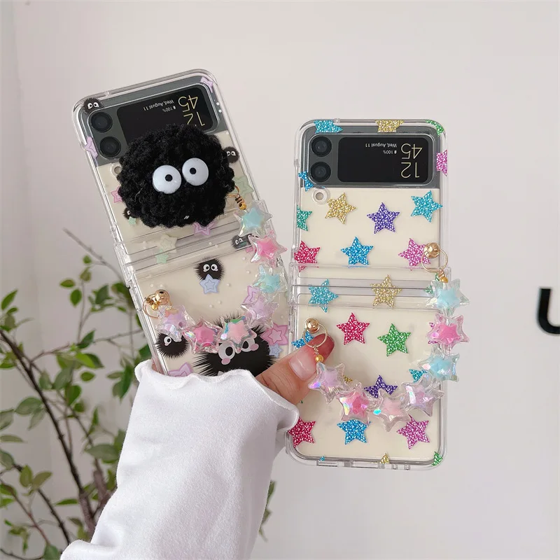 

Colorful Stars Cartoon Briquette Phone Case for Samsung Galaxy Z Flip 3 Z Flip 4 Hard PC Back Cover for ZFlip3 ZFlip4 Case Shell