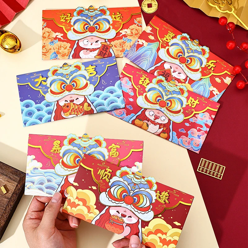 6 шт. китайские красные конверты новогодний конверт для денег весенний фестиваль