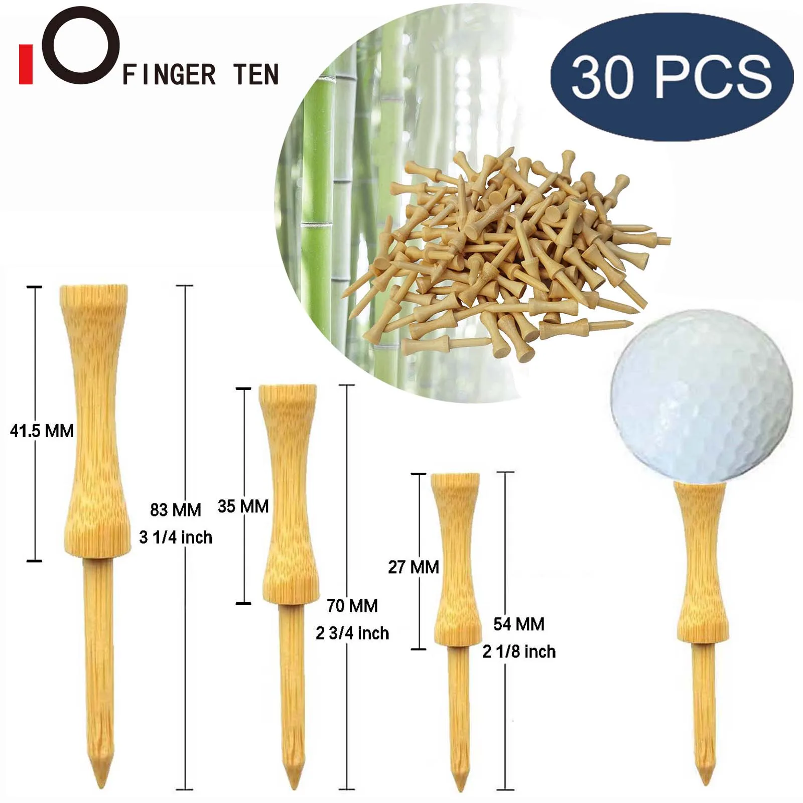 

New Set Unbreakable Golf Tees Wood Bamboo 54mm 70mm 83mm for Driving Durable Balls Holder Training Castle Tee Drop Shipping
