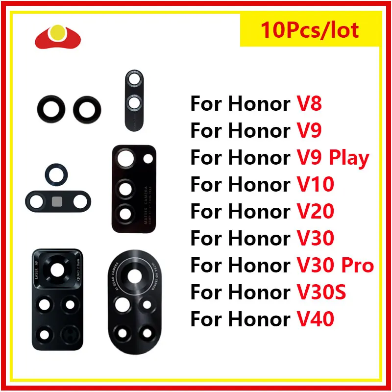 

10Pcs For Huawei Honor View V40 V30 V30S V30 Pro V20 V10 V8 V9 Play Rear Back Camera Glass Lens With Adhesive Sticker