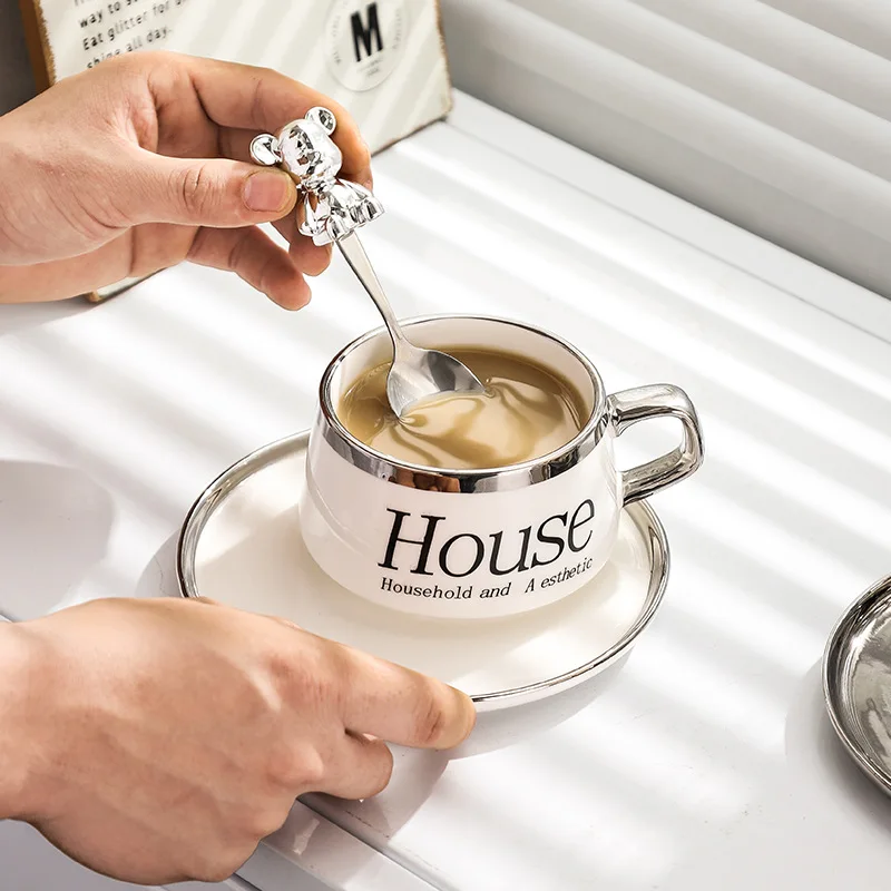 

350ml Light Luxury Women's Coffee Cup Set Upscale Exquisite European Afternoon Tea Cup Advanced Sense Ceramic Mug