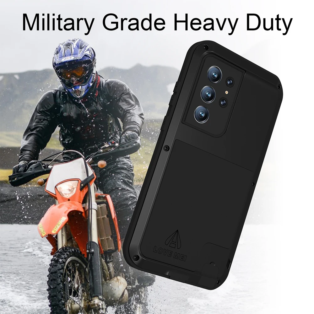 Original LOVE MEI Case For Samsung Galaxy S23 Ultra Metal Armor Cover S22U S21 Military Grade Shockproof Silicone Funda Shell