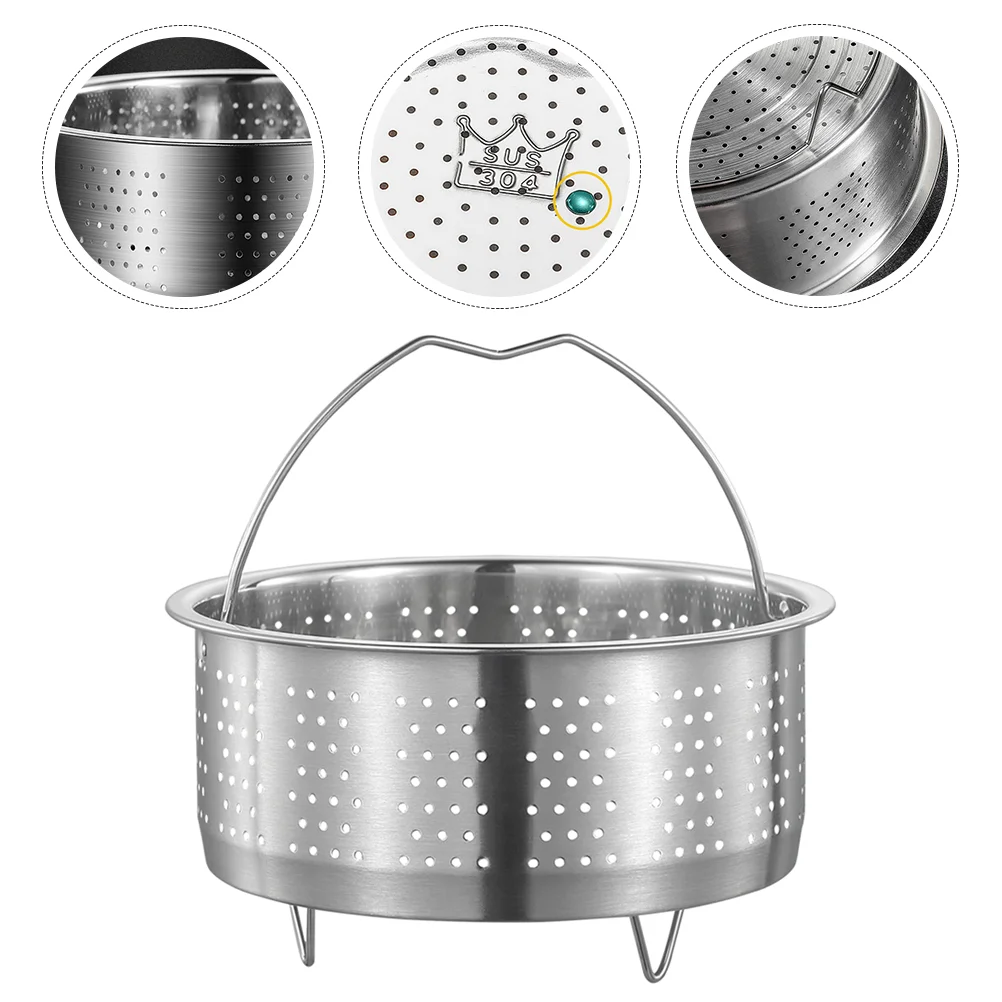 

Chinese Food Steamer Insert Basket Vegetables Portable Garment Handled Dim Sum Round Snack
