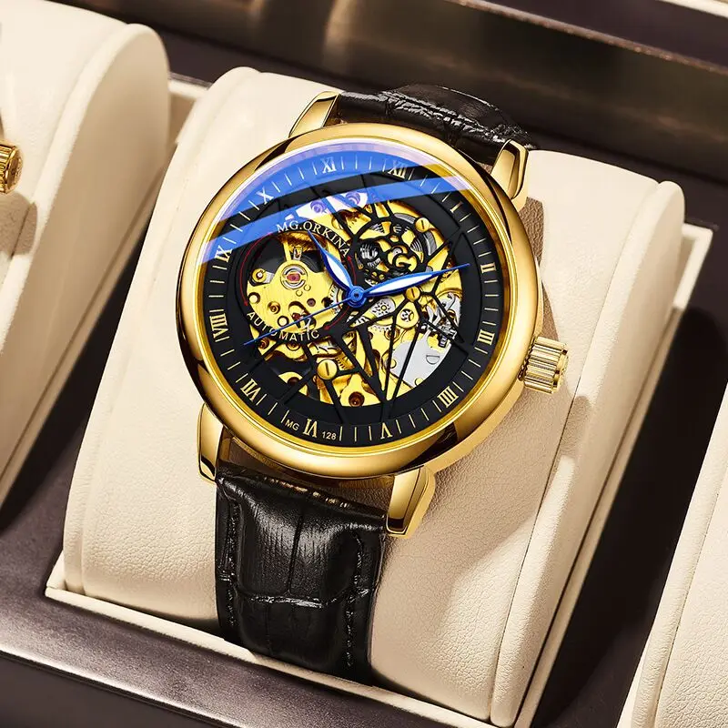 

2022 New Men's Fashion Leisure Mechanical Watch Double Hollow Men's Watch Stainless Steel Luminous Waterproof Watch