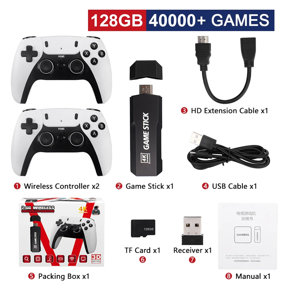 Game Stick 4K GD10 128GB New Retro Video Game Console 2.4G Wireless –  Realtech