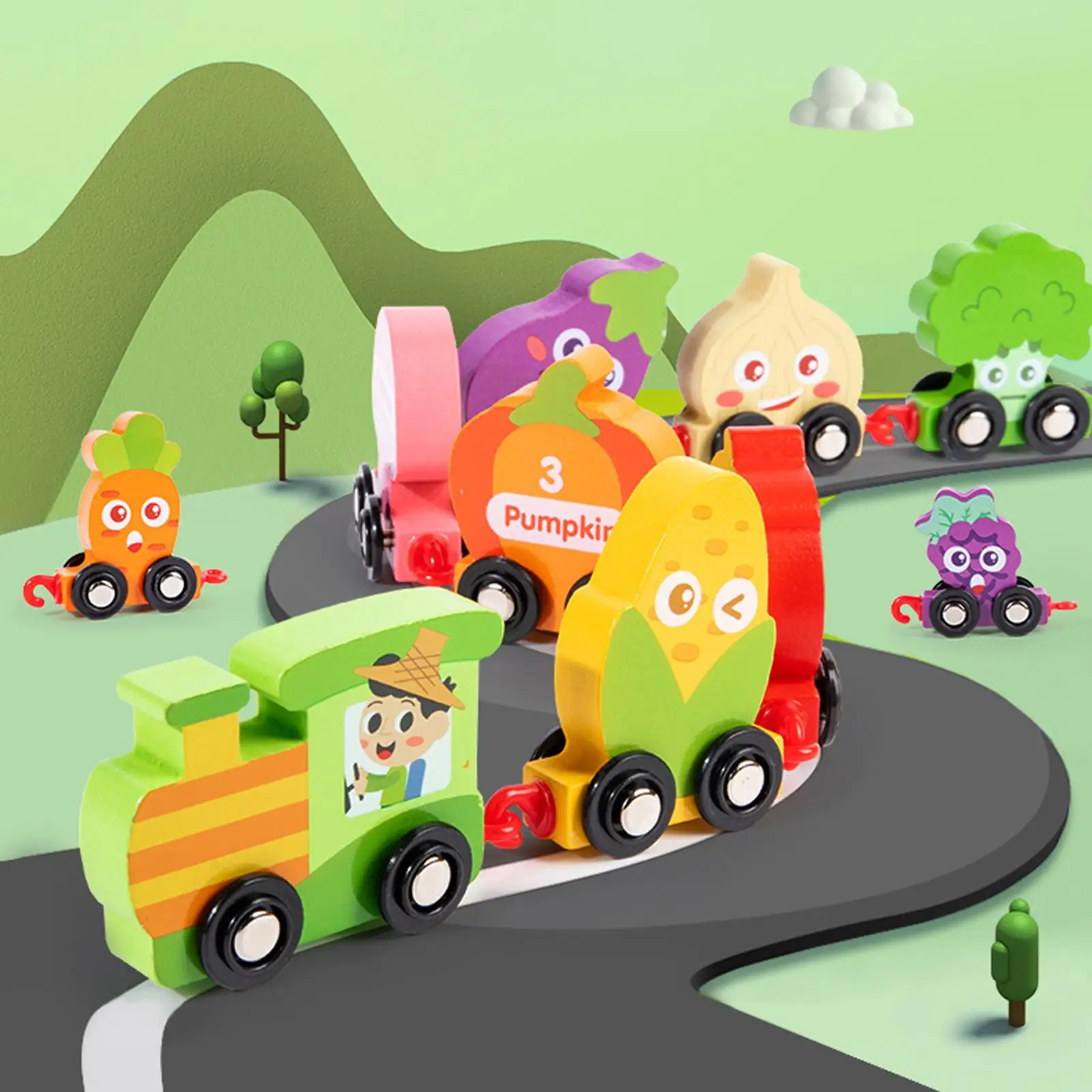 

Wooden Words Train Set Vocabulary English Assembly Logic Enlightenment for Kids Toddlers