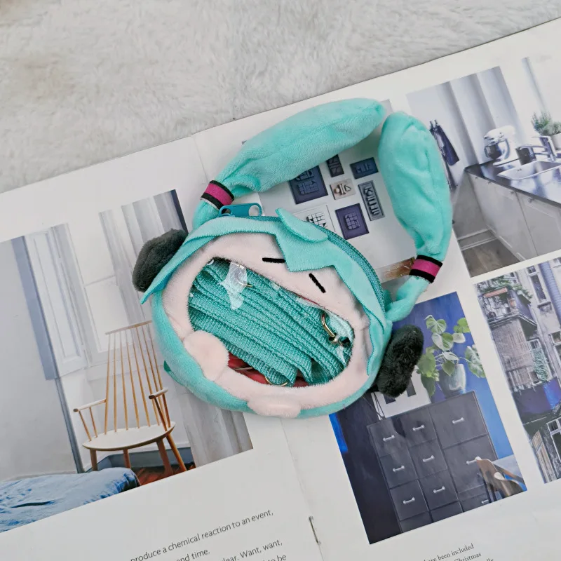 Милый Хацунэ Мику мини-кошелек для монет плюшевая сумка на плечо Y2K японское