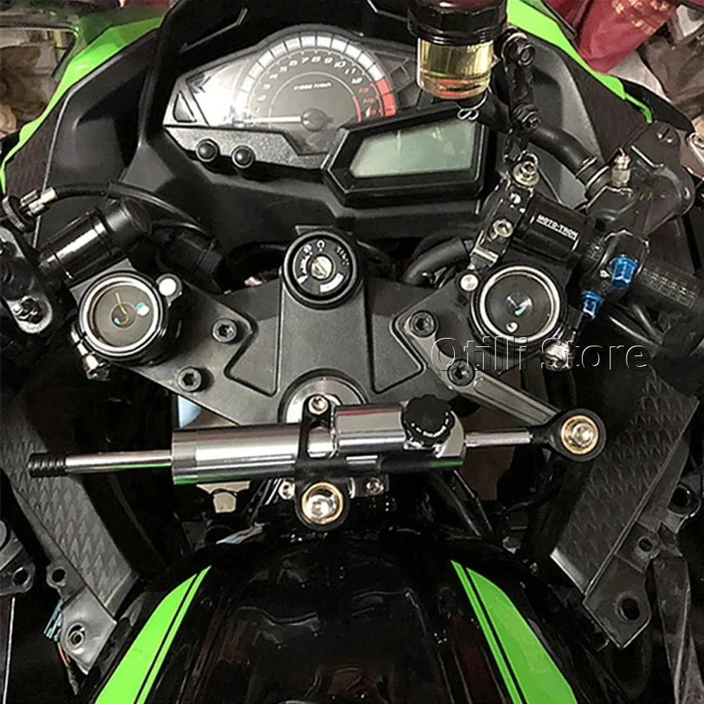 Фото Ninja 300 EX 300 для Kawasaki EX300 NINJA300 2013-2017 2016 2015, регулировка рулевого демпфера с ЧПУ, комплект кронштейнов для стабилизатора, крепление №2