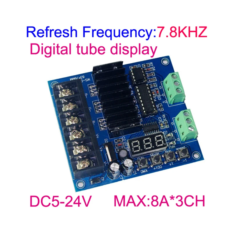 

3 Channel DMX512 Decoding Board High-Frequency Maximum 8A Per Controller with Digital Display