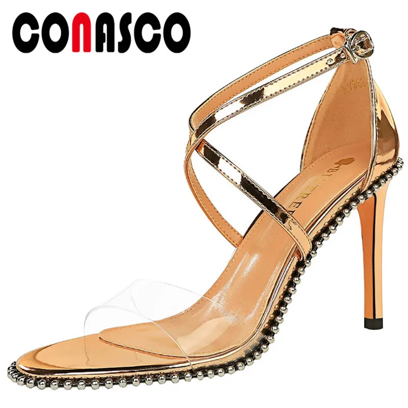 

Сандалии CONASCO женские из лакированной кожи, модные пикантные туфли-лодочки на тонком высоком каблуке, обувь для вечерние ринки, свадьбы, лет...