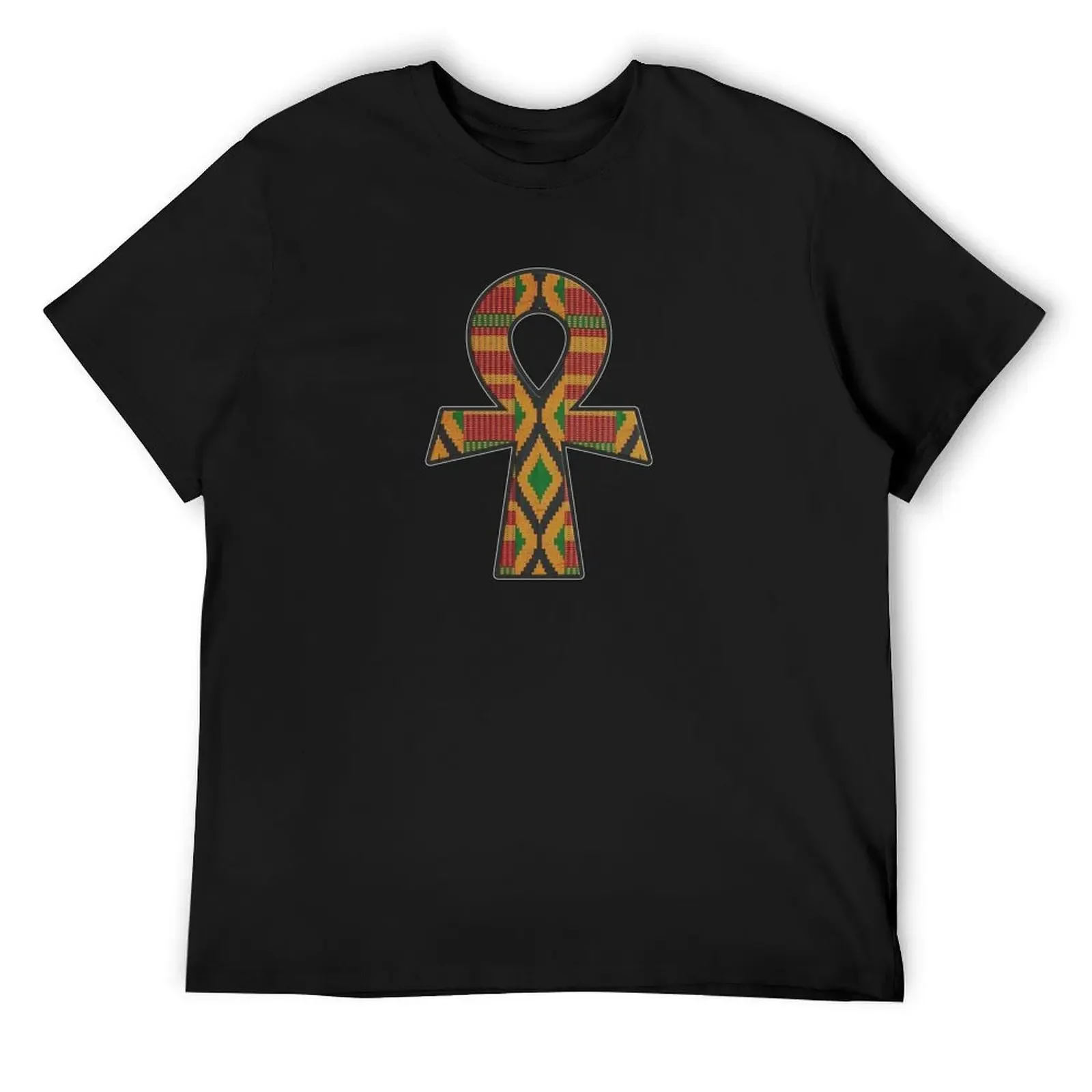 Kente Ankh Design T-Shirt мужская футболка таможенная большого размера футболки для мужчин