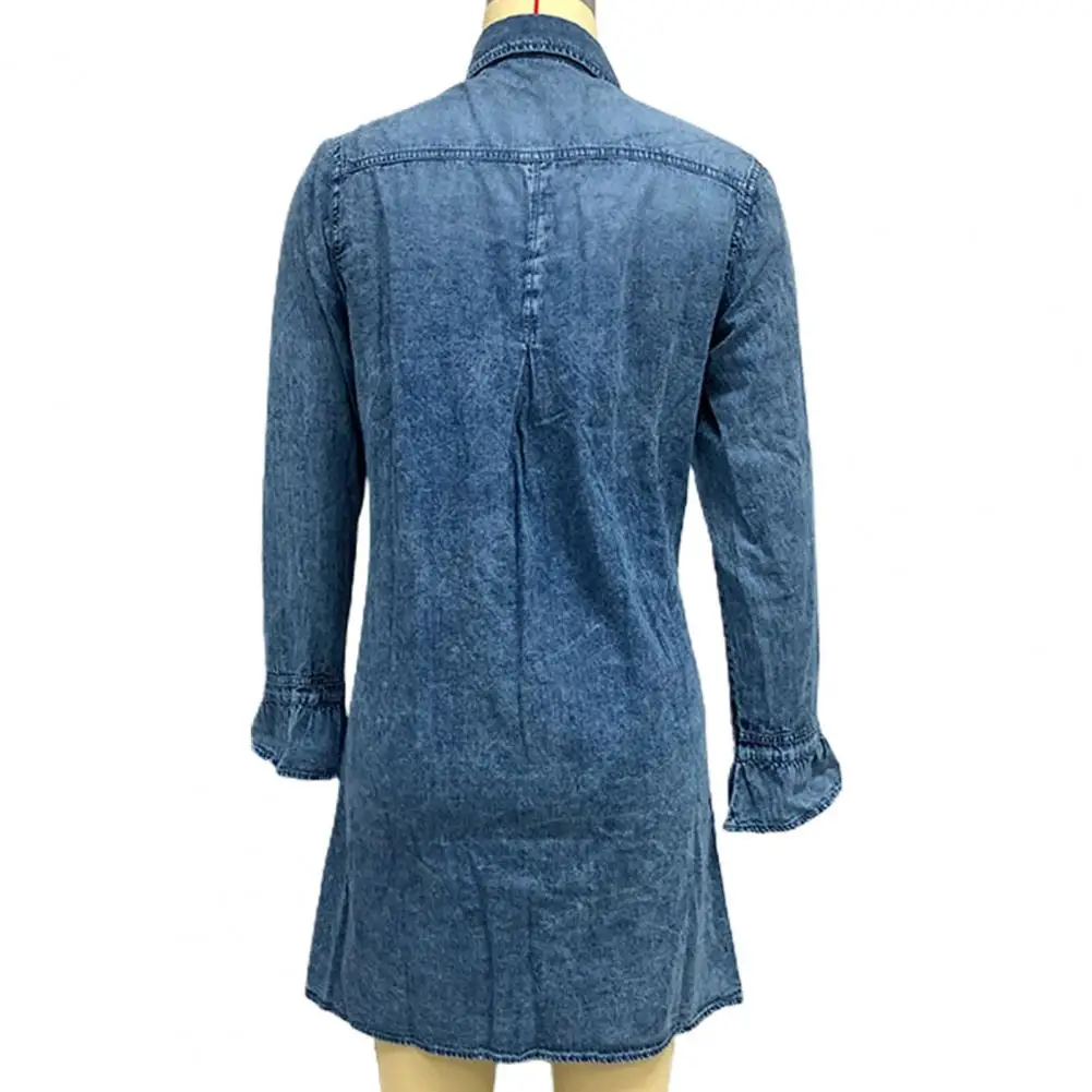 

Женское винтажное мини-платье, стильное мини-платье с однобортным воротником, длинными рукавами, накладными карманами, весна-осень