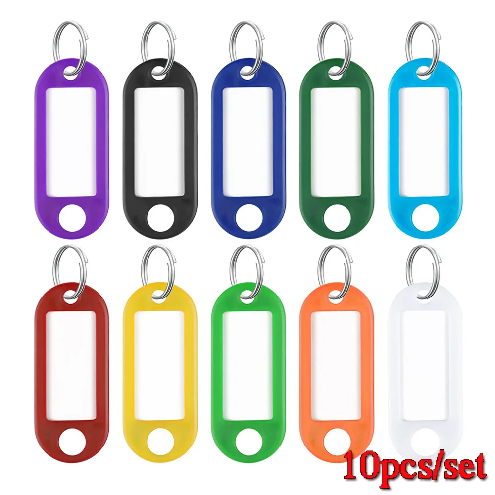 

10pcs/lot Tough Plastic Key Tags with Split Ring Label Window for DIY Key Chain Kit Numbered Name Baggage Luggage Tags