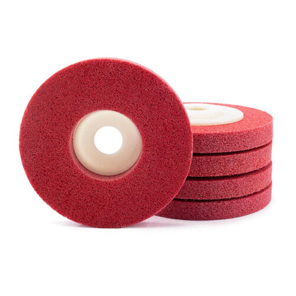 4Inch Nylon Fiber Polishing Wheel Red Covered Electrical Equipment Supplies Flap Discs Abrasive Metal Buffing Grinding Wheel