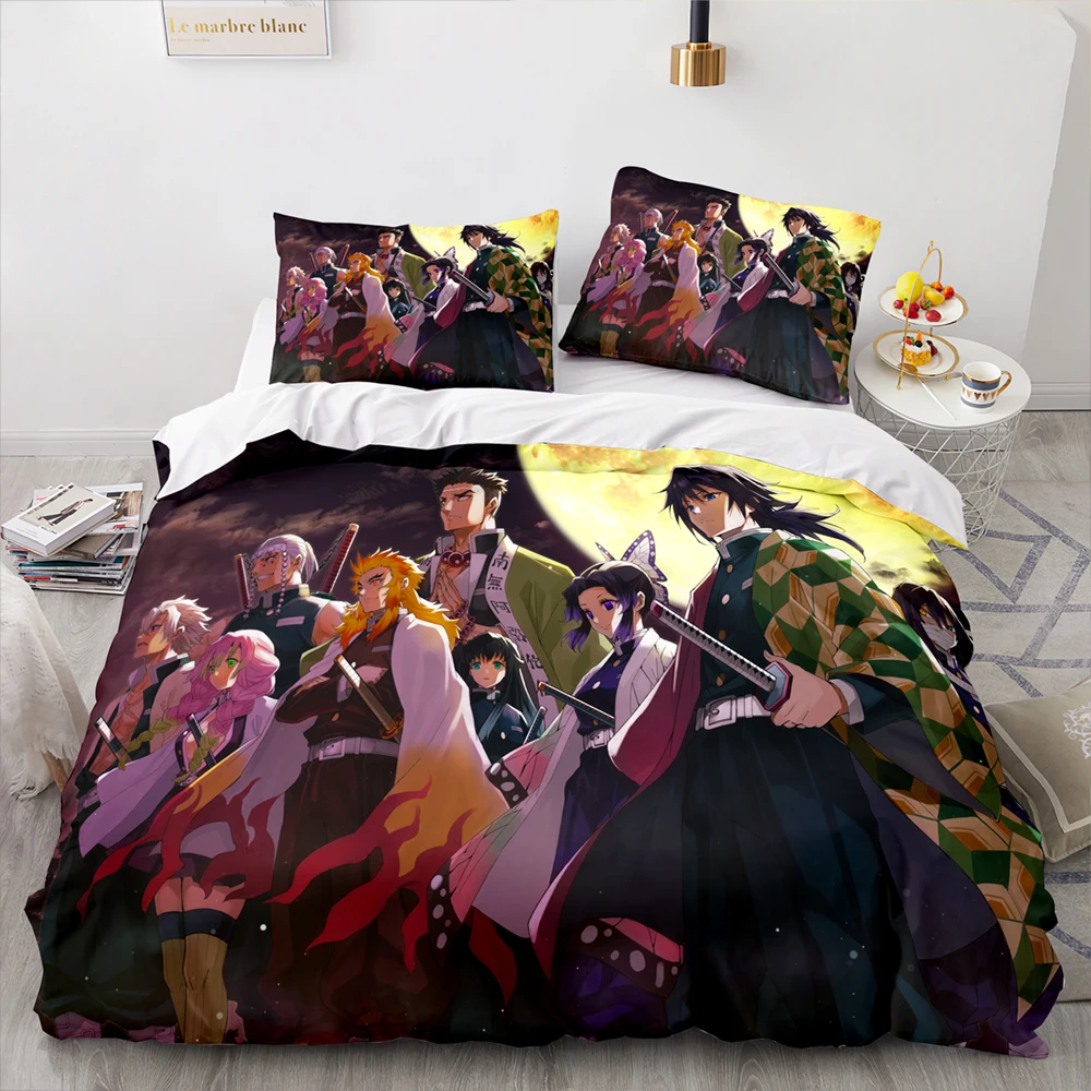 

Set Single Twin Full Queen King Size Anime Kawaii Bed Set Aldult Kid Bedroom Demon Slayer Bedding Duvetcover Sets 3D Print 038