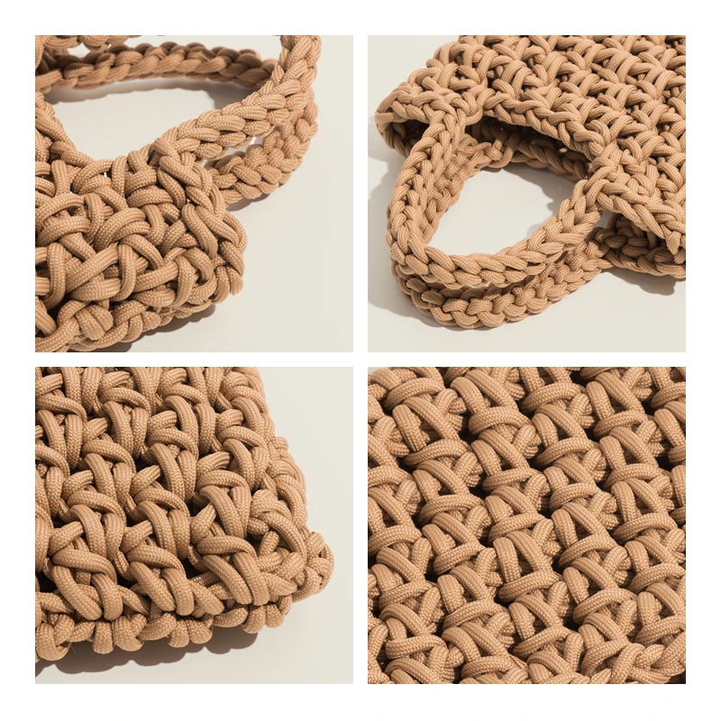 MABULA Casual Vacation Woven Bags Women Hollow Handwoven Crochet Summer Beach Handbags Knitted Bucket Totes 2022 New