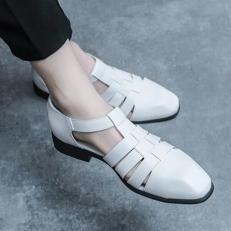 Новые мужские римские сандалии из искусственной ткани однотонные удобные