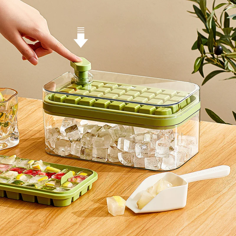 

Ice Maker 32/64 Slots Ice Cube Mold Ice Trays with Lid Creative 2 In 1 Ice Cube Molds and Storage Box Remove Ice with One Click