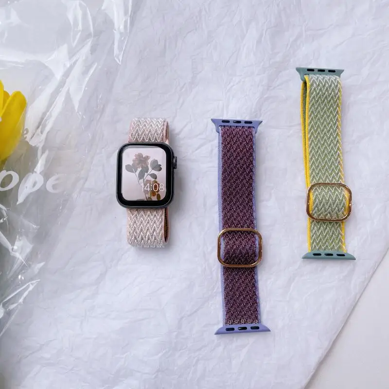 Ремешок нейлоновый для Apple Watch 7 band браслет смарт-часов iWatch Series 5 4 SE 6 44 мм 40 45 41 42 38 |
