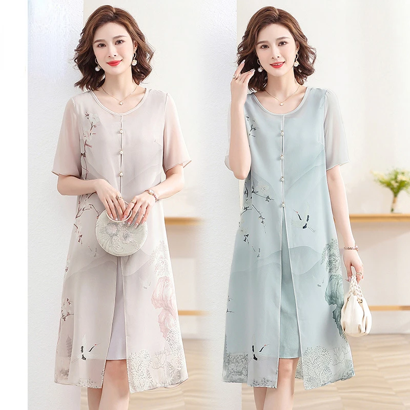 

Vintage Oversize 5XL Novelty Short Chinese polyester Dress Chinese Style Women Mandarin Collar Qipao Elegant Lady Cheongsam