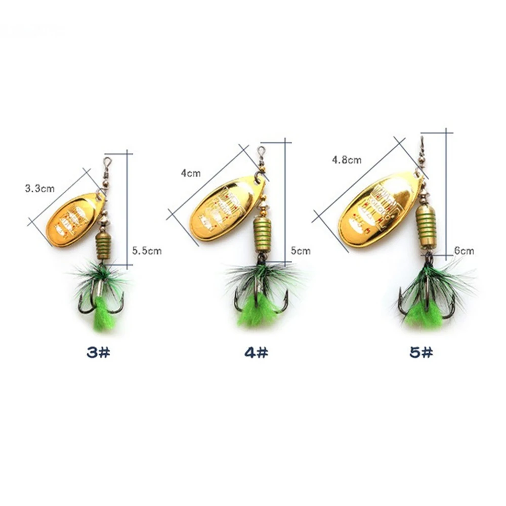 

Spinner Bait 12.4g Rotating Spinners Spoon Lures Pike Metal With Treble Hooks Fishing Lure Brass Fine-tuning Feather Bait