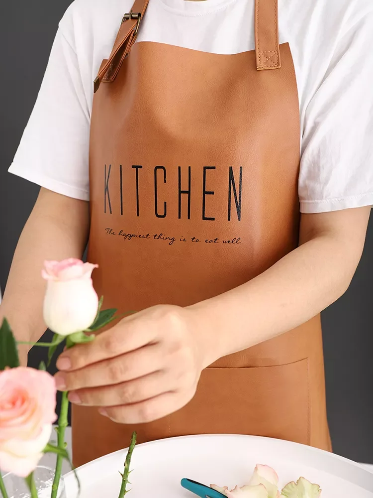 

PU Leather Apron Household Waterproof Anti-oil Apron Adult Men And Women Fashion Cooking Apron