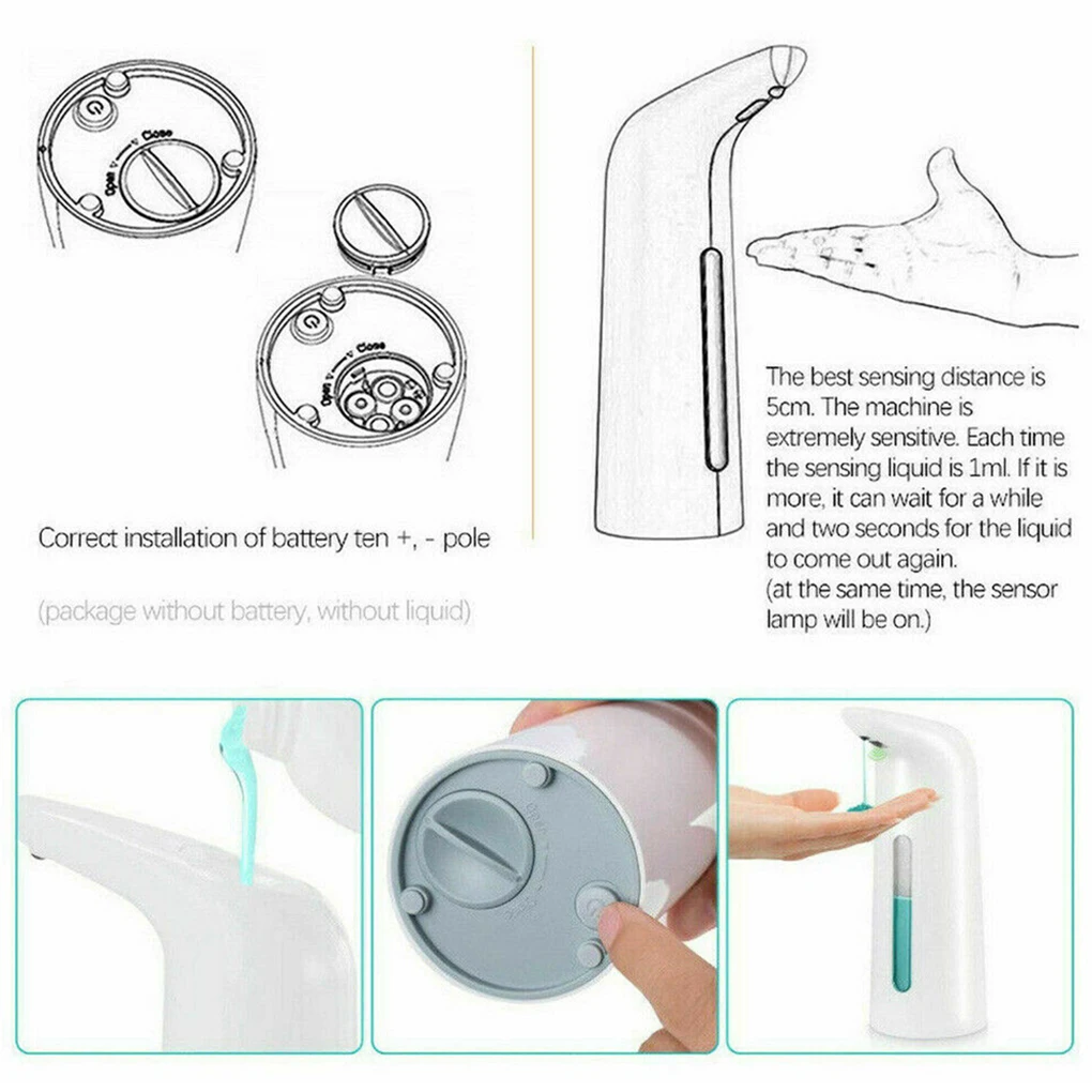 

Automatic Dispenser Battery Power IR Sensor Hand Wash Storage White
