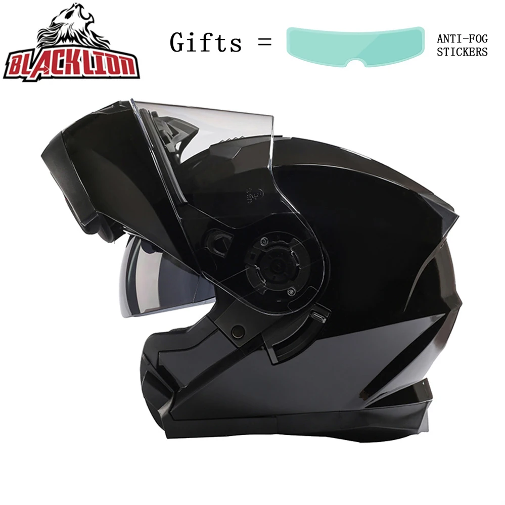

BlackLion Modular Flip Up Motorcycle Helmet Classic Safety Dual Lens Motocross Racing Full Face Casco Moto DOT ECE Approved