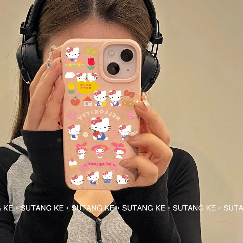 

Sanrio Kawaii Anime Figure Hello Kitty Ice Cream Iphone Case Anti-Fall 14Pro Promax 13Pro Promax 12Pro Promax 11Promax New Style