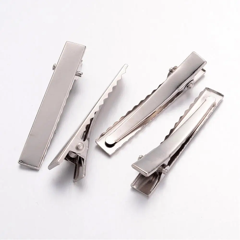 

20PCS Iron Flat Alligator Hair Clip Findings DIY Hair Accessories Making Platinum 34-46x7-8mm