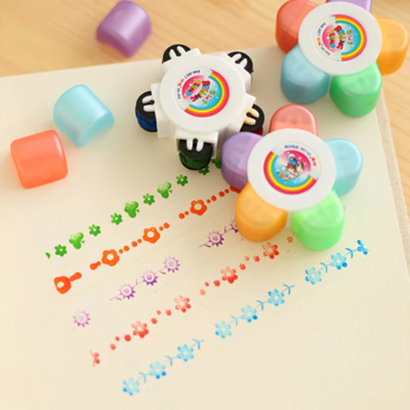 

Baby Drawing Seal Toys Child Stamps Plum Roller Seals 5 Pattern Scrapbooking DIY Painting Preschool Puzzle Stationery Stamp Gift