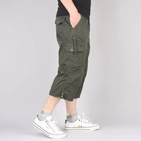 long length cargo shorts men summer casual cotton multi pockets hot breeches cropped trousers military camouflage shorts