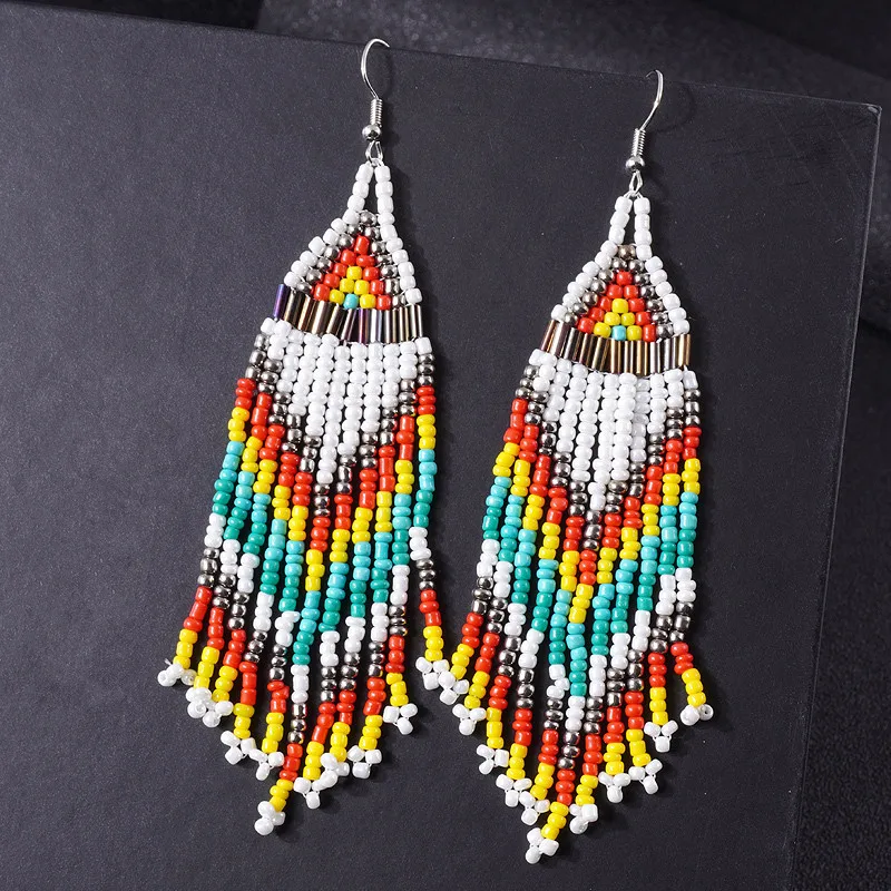 

Этнические серьги Kymyad, ювелирные изделия для женщин, бусины ручной работы, кисточки, цепочки, длинные серьги в богемном стиле, женские серьги для отпуска, ювелирные изделия