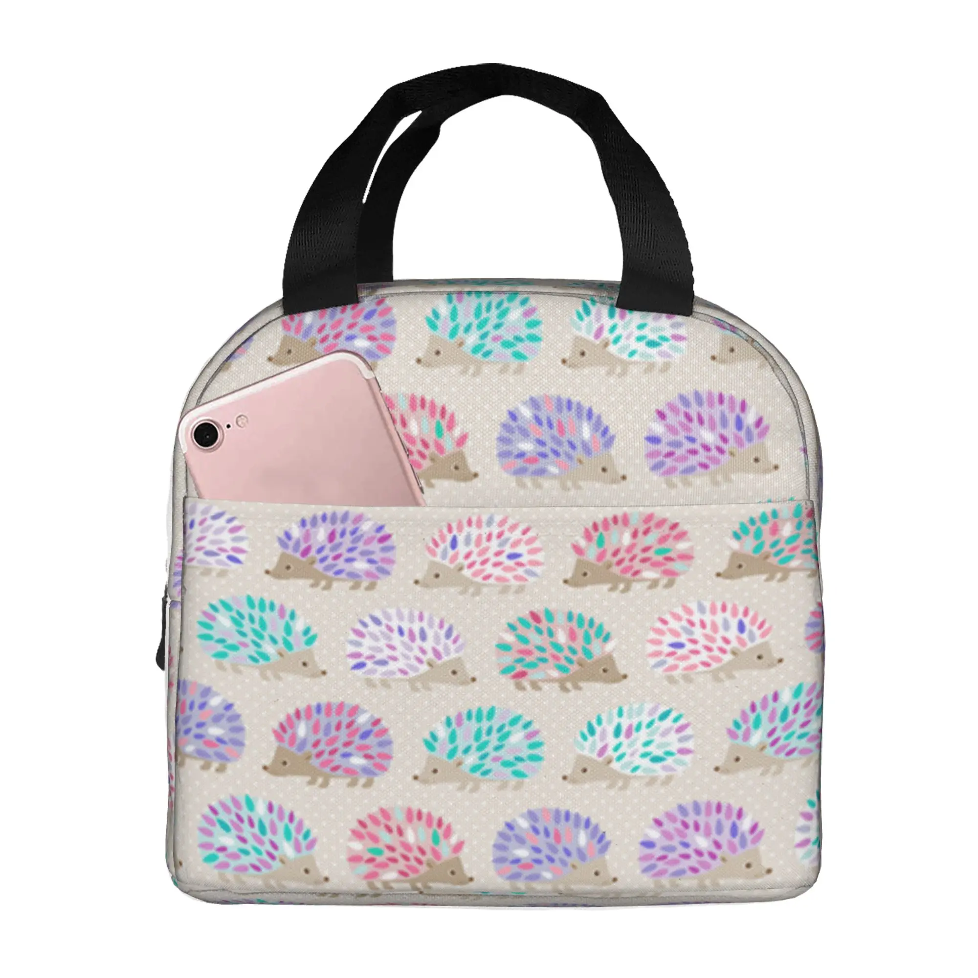 

Hedgehog Lunch Bag for Women Large Reusable Insulated Lunch Box for Work, Adult Foldable Tote for Office