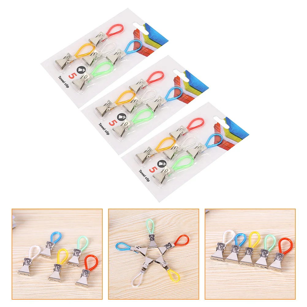 

15 Pcs Clothing Hanger Clamp Beach Towel Rack Bag Sealing Clips Laundry Hanging Hooks Plastic Hooks Hanging