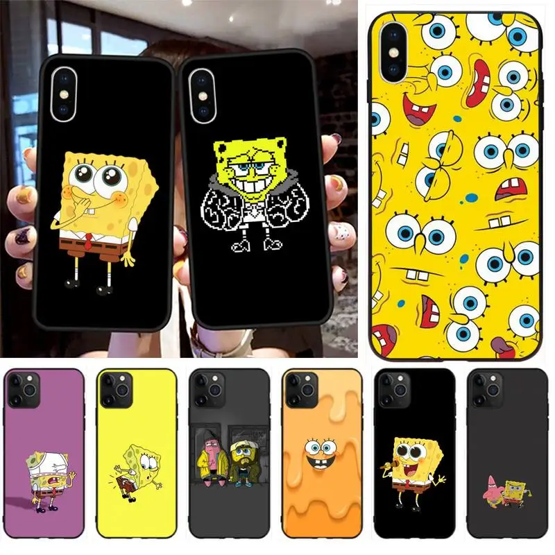 

SpongeBob Cartoon Phone Case For iphone 13 12 11 Pro Max Mini XS Max 8 7 Plus X SE 2020 XR Cover
