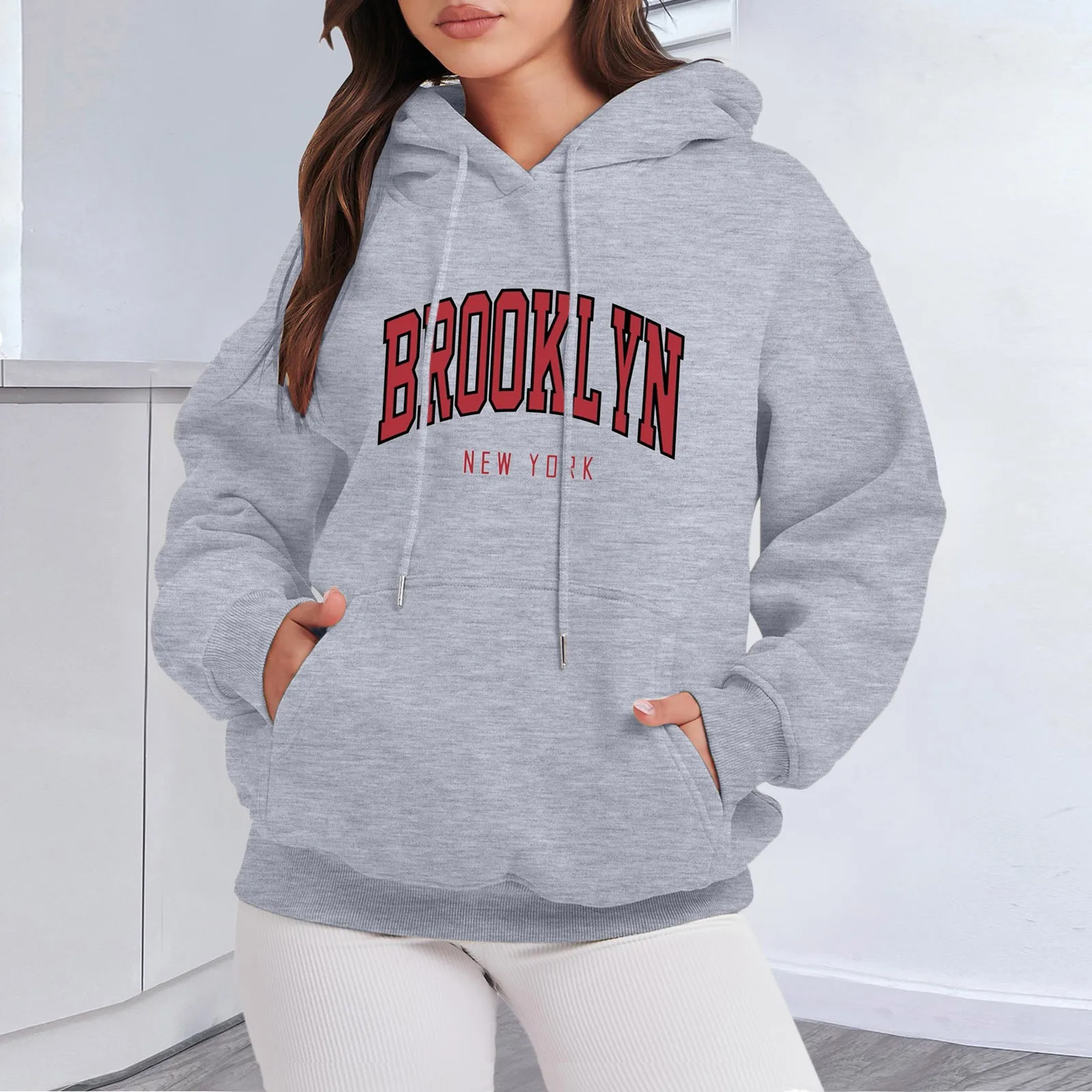 

New Women Pullovers Sweatshirts Letter Printing Graphic Thermal Lined Hooded Casual Female Fashion Streetwear Retro Sweatshirt
