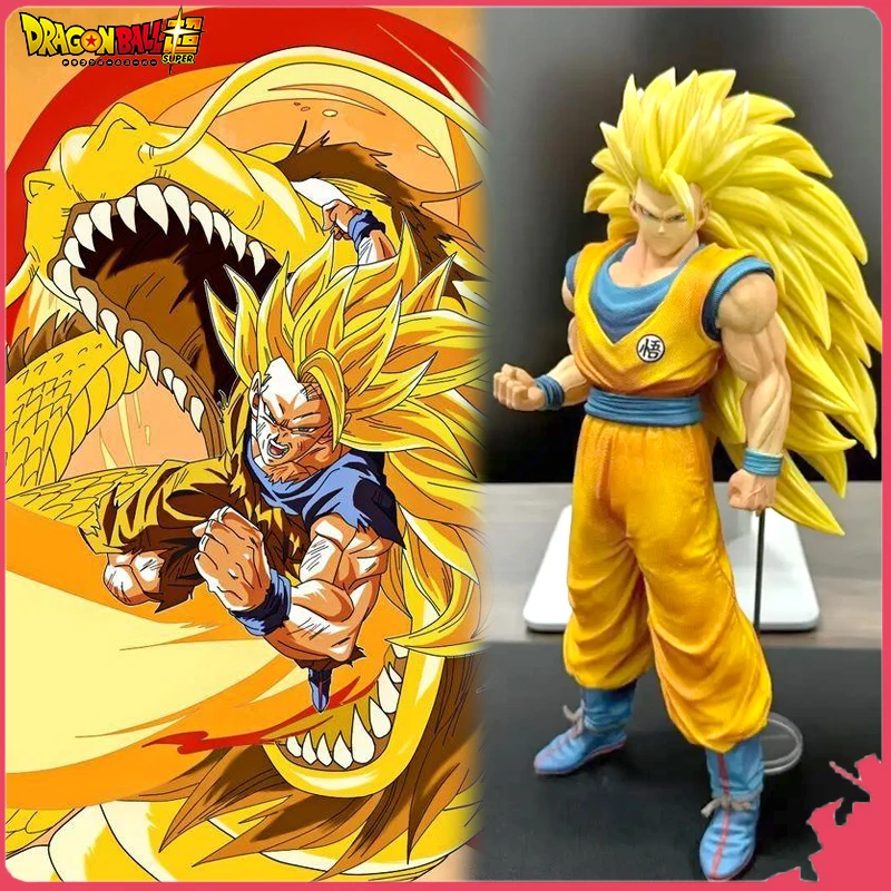Искусственная Аниме Драконий жемчуг Z фигурка Ssj3 Goku 30 см ПВХ Супер сайян статуя 3