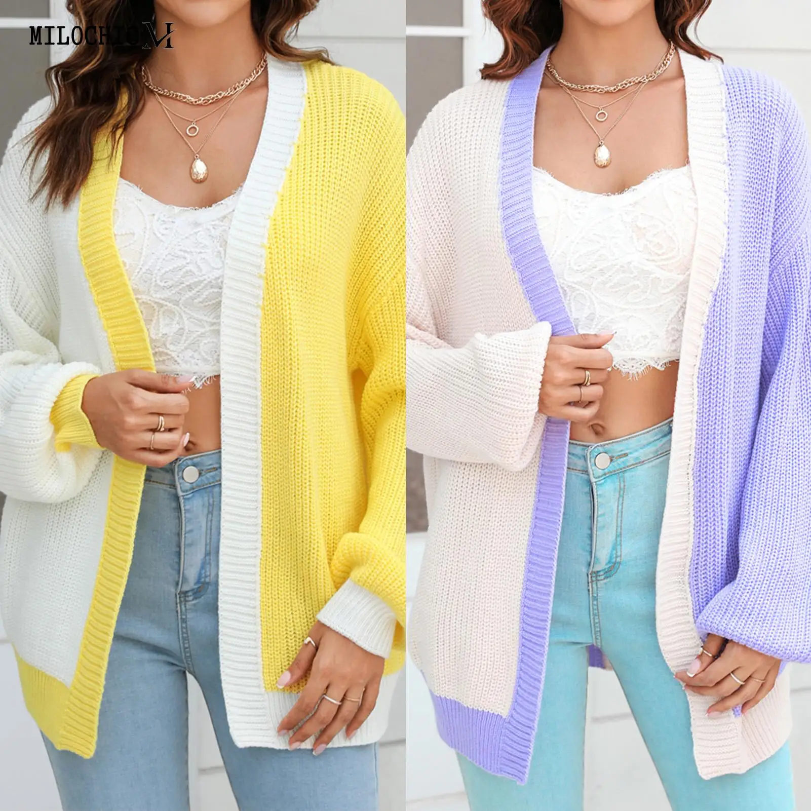 

Женский вязаный кардиган в рубчик, повседневный вязаный свитер с рукавами-фонариками, Элегантная удобная шикарная зимняя и осенняя куртка, верхняя одежда