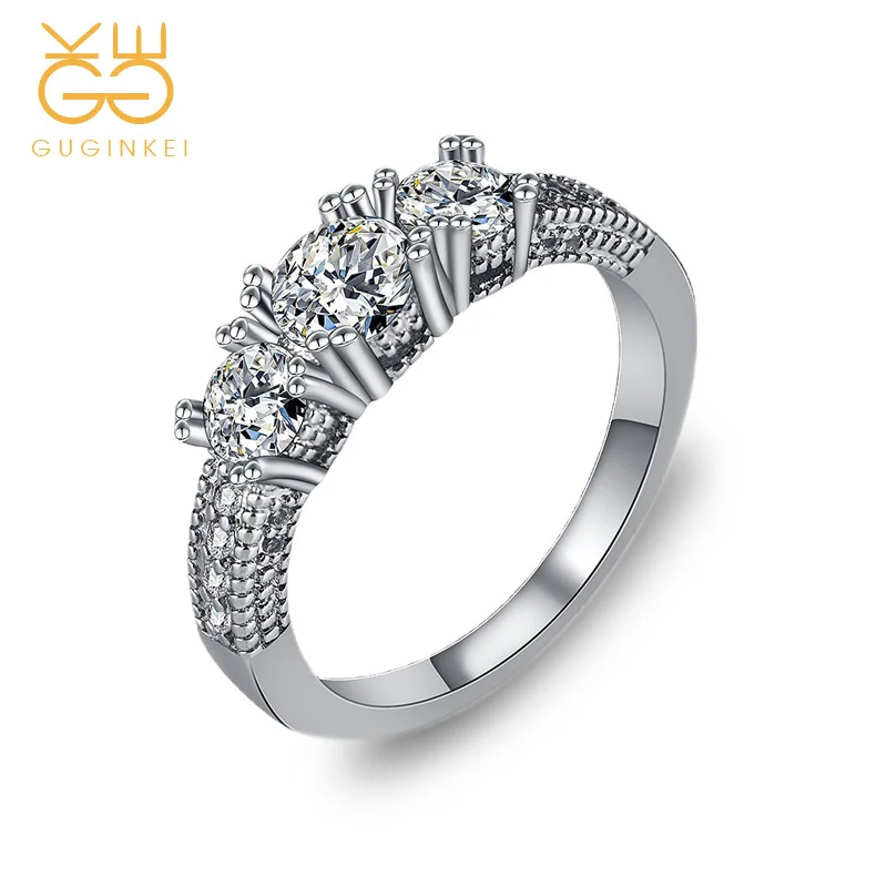 

GUGINKEI New Classic Women's Zircon Round Ring Wedding Engagement Jewelry 925 Sterling Silver 925 Jewelry Womens jewellery