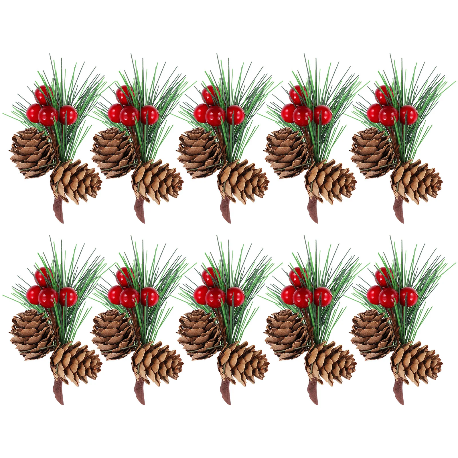 

10 Pcs Artificial Pine Stems Evergreen Berries Decor Flower Arrangements Wreaths Christmas Berry Stems Xmas Tree Pine Wreath