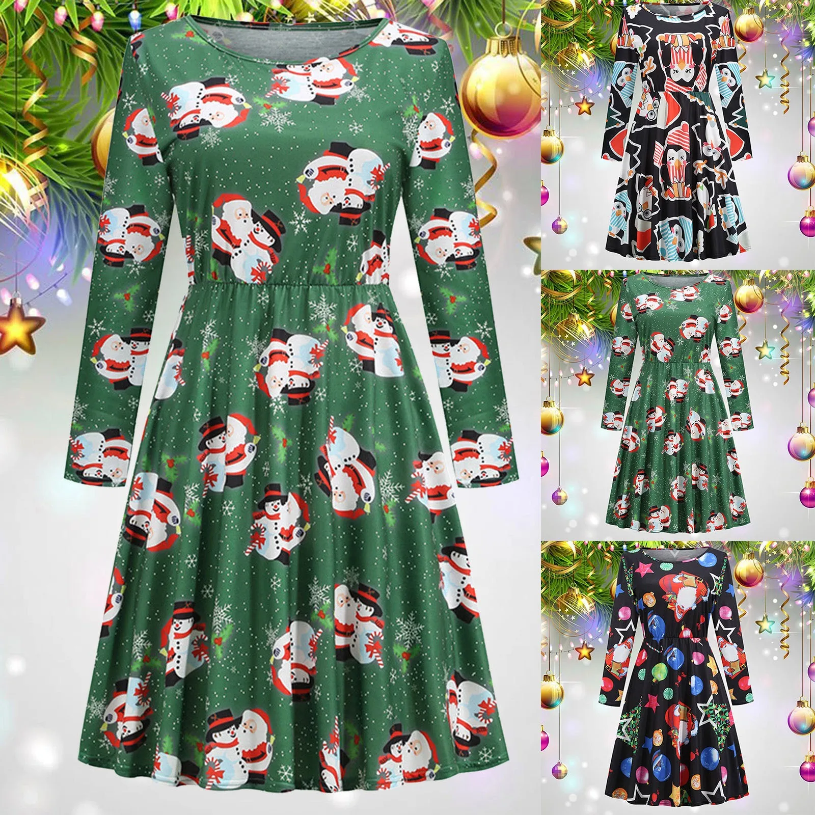 

Женское платье с принтом снеговика, повседневное длинное официальное платье для матери невесты, с рождественским принтом